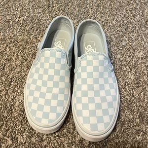 Vans checkerboard light blue slip-on shoes